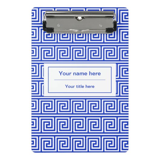 Grieks Meander Key Squares Patroon Blauw Mini Klembord (Voorkant)