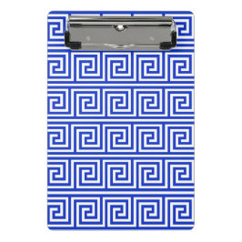 Grieks Meander Key Squares Patroon Blauw Mini Klembord