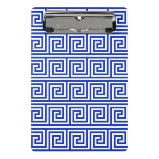 Grieks Meander Key Squares Patroon Blauw Mini Klembord (Voorkant)