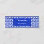 Grieks Meander Key Squares Patroon Blauw Mini Visitekaartje (Achterkant)