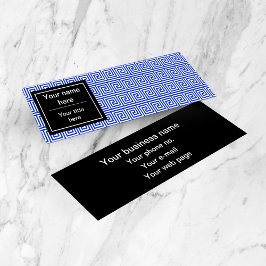 Grieks Meander Key Squares Patroon Blauw Mini Visitekaartje