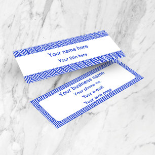 Grieks Meander Key Squares Patroon Blauw Mini Visitekaartje