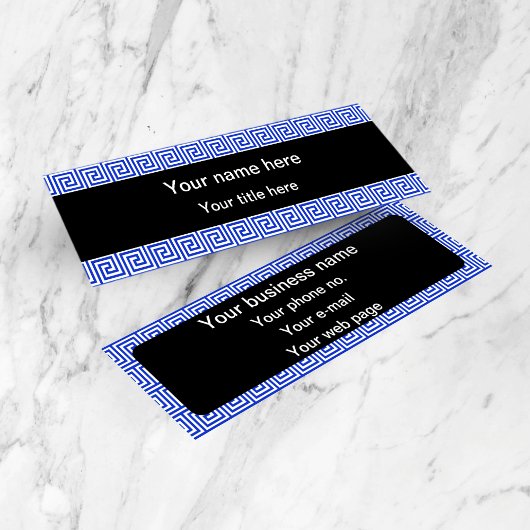 Grieks Meander Key Squares Patroon Blauw Mini Visitekaartje