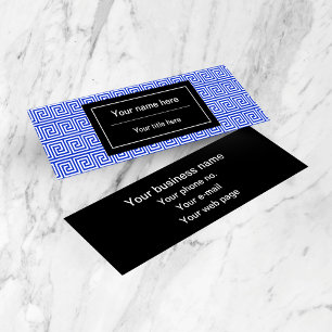 Grieks Meander Key Squares Patroon Blauw Mini Visitekaartje
