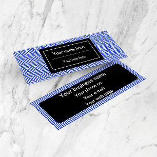 Grieks Meander Key Squares Patroon Blauw Mini Visitekaartje