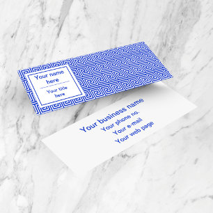 Grieks Meander Key Squares Patroon Blauw Mini Visitekaartje