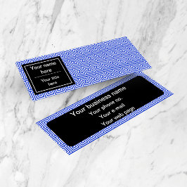 Grieks Meander Key Squares Patroon Blauw Mini Visitekaartje