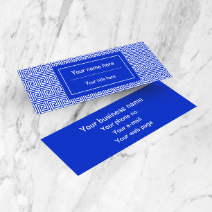 Grieks Meander Key Squares Patroon Blauw Mini Visitekaartje