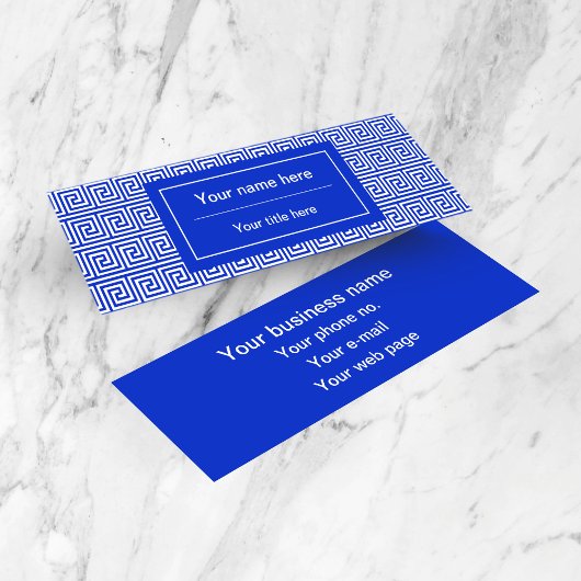 Grieks Meander Key Squares Patroon Blauw Mini Visitekaartje