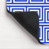 Grieks Meander Key Squares Patroon Blauw Muismat (Hoek)