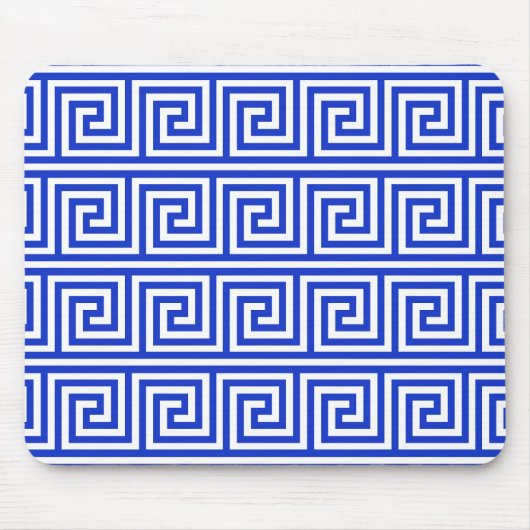 Grieks Meander Key Squares Patroon Blauw Muismat (Voorkant)