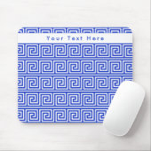 Grieks Meander Key Squares Patroon Blauw Muismat (Met muis)