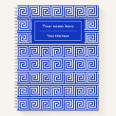 Grieks Meander Key Squares Patroon Blauw Notitieboek (Voorkant)