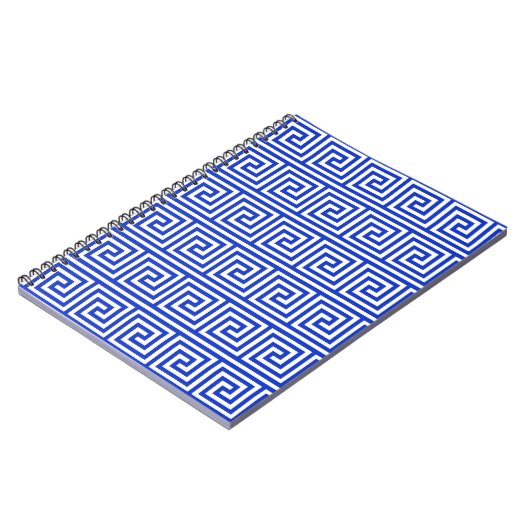 Grieks Meander Key Squares Patroon Blauw Notitieboek (Linkerzijde)
