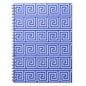 Grieks Meander Key Squares Patroon Blauw Notitieboek (Voorkant)
