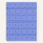 Grieks Meander Key Squares Patroon Blauw Notitieboek (Voorkant)