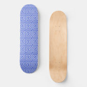 Grieks Meander Key Squares Patroon Blauw Persoonlijk Skateboard (Voorkant)