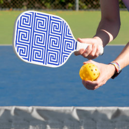 Grieks Meander Key Squares Patroon Blauw Pickleball Paddle