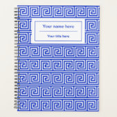 Grieks Meander Key Squares Patroon Blauw Planner (Voorkant)
