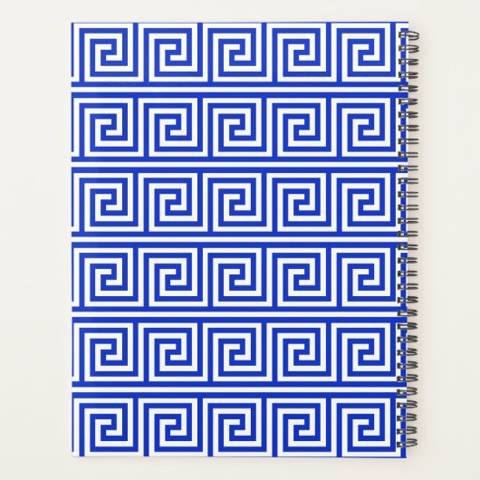 Grieks Meander Key Squares Patroon Blauw Planner (Achterkant)