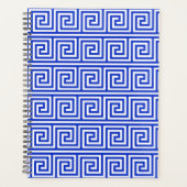 Grieks Meander Key Squares Patroon Blauw Planner (Voorkant)