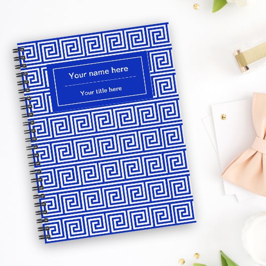 Grieks Meander Key Squares Patroon Blauw Planner