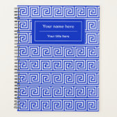 Grieks Meander Key Squares Patroon Blauw Planner (Voorkant)