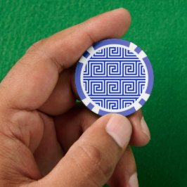 Grieks Meander Key Squares Patroon Blauw Poker Chips