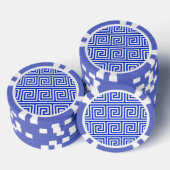 Grieks Meander Key Squares Patroon Blauw Poker Chips (Opstapeling)