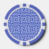 Grieks Meander Key Squares Patroon Blauw Poker Chips (Voorkant)