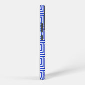 Grieks Meander Key Squares Patroon Blauw Samsung Galaxy Hoesje (Rechterkant)