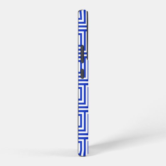 Grieks Meander Key Squares Patroon Blauw Samsung Galaxy Hoesje (Rechterkant)