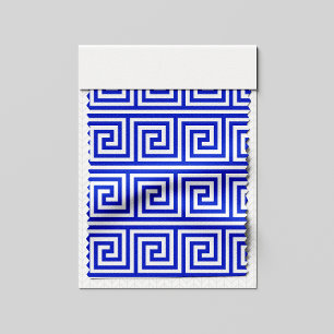 Grieks Meander Key Squares Patroon Blauw Stof
