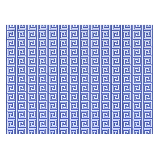 Grieks Meander Key Squares Patroon Blauw Tafelkleed (Voorkant (Horizontaal))
