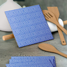 Grieks Meander Key Squares Patroon Blauw