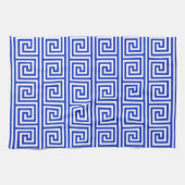 Grieks Meander Key Squares Patroon Blauw Theedoek (Horizontaal)
