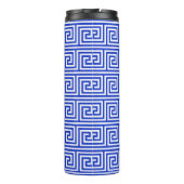 Grieks Meander Key Squares Patroon Blauw Thermosbeker (Achterkant)