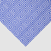 Grieks Meander Key Squares Patroon Blauw Tissuepapier (Detail)