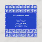 Grieks Meander Key Squares Patroon Blauw Vierkante Visitekaartje (Voorkant)