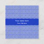 Grieks Meander Key Squares Patroon Blauw Vierkante Visitekaartje (Achterkant)