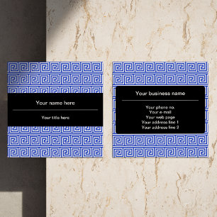 Grieks Meander Key Squares Patroon Blauw Vierkante Visitekaartje