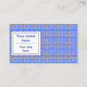 Grieks Meander Key Squares Patroon Blauw Visitekaartje (Achterkant)