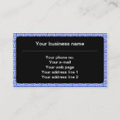 Grieks Meander Key Squares Patroon Blauw Visitekaartje (Voorkant)