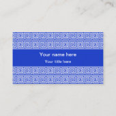 Grieks Meander Key Squares Patroon Blauw Visitekaartje (Achterkant)