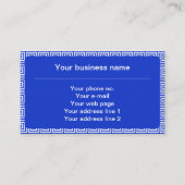 Grieks Meander Key Squares Patroon Blauw Visitekaartje (Voorkant)