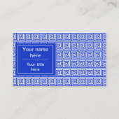 Grieks Meander Key Squares Patroon Blauw Visitekaartje (Achterkant)