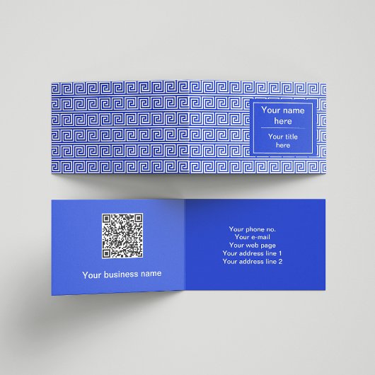 Grieks Meander Key Squares Patroon Blauw Visitekaartje