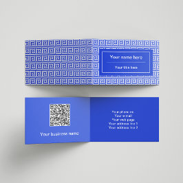 Grieks Meander Key Squares Patroon Blauw Visitekaartje