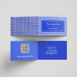 Grieks Meander Key Squares Patroon Blauw Visitekaartje