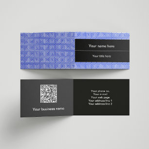 Grieks Meander Key Squares Patroon Blauw Visitekaartje